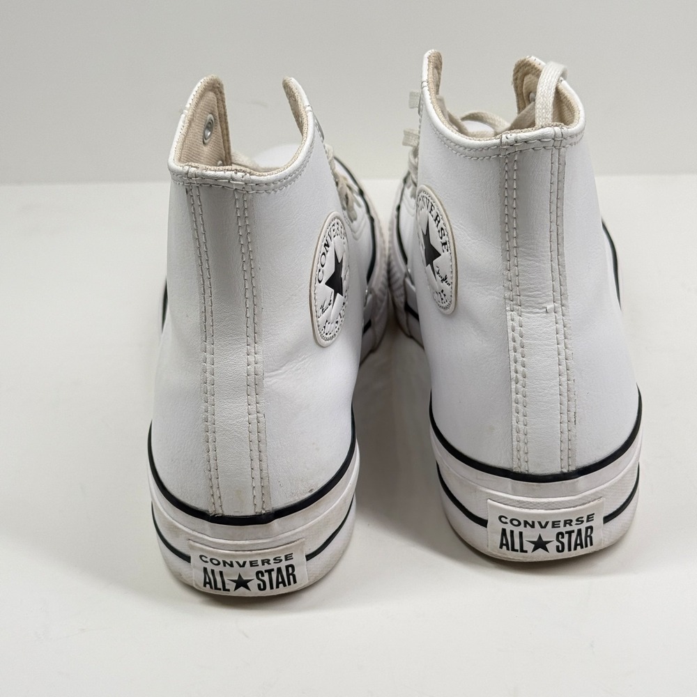 Converse Chuck Taylor All Star Women's Platform Hi White Leather Sneakers Size 9 - Picture 8 of 11